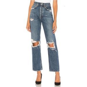 Agolde 90s High Rise Loose Fit Jeans Psyche Wash
Distressed 100% Cotton Size 25